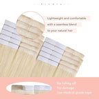Sindra Invisi Edge Tape in Extensions Human Hair, Platinum Blonde Invisible Seamless Extensions Real Human Hair 14 Inch 40g 20pcs Injected Tape ins