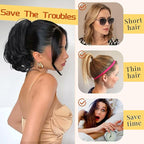KooKaStyle Ponytail Extension, 10" Short Claw Clip in Pony Tails Hair Extensions Curly Wavy Synthetic Drawstring Hairpieces for Women(Cedar Brown)