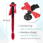 SEGO 1PCS/2PCS Helmet Pigtail Braids with Detachable Suction Cup Bowknot Ponytail Hair Many Colors (Helmet not Included)