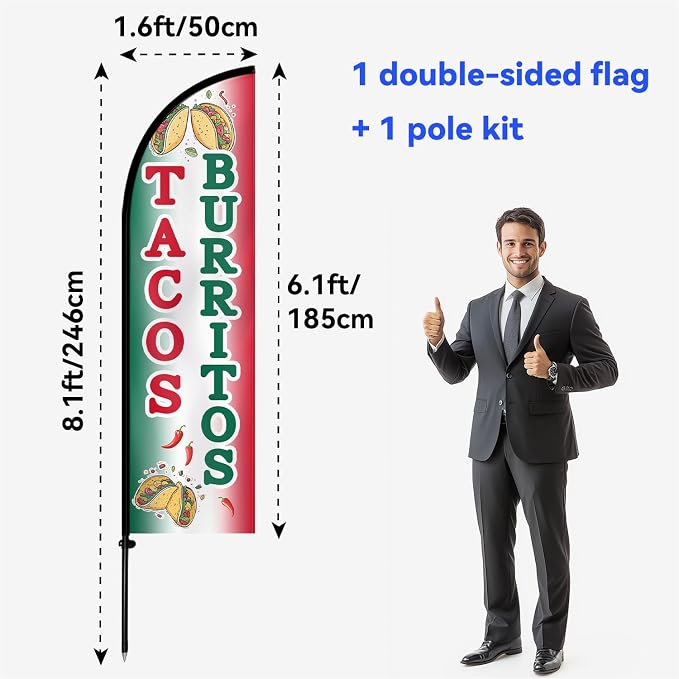 1PC Double Sided Tacos Burritos Feather Flag - Image 6