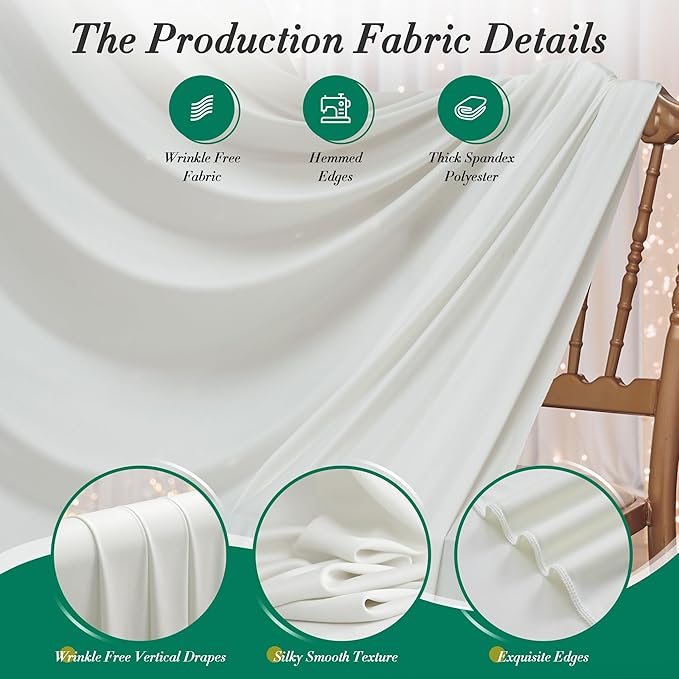20 ft x 10 ft Wrinkle Free Ivory Backdrop Curtain - Image 7