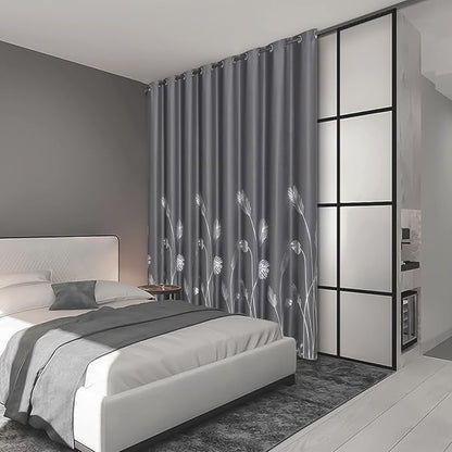 Curtain for Sliding Glass Door 100W x 84L Inch Long Elegant Silver Palm Tree - Image 2