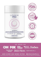Lunakai PRO USA Made Women’s Hair Growth & Restore Vitamins – Advanced 15+ Nutrient Complex for Visible Results – Natural Thicker Hair Growth Supplement, 90ct