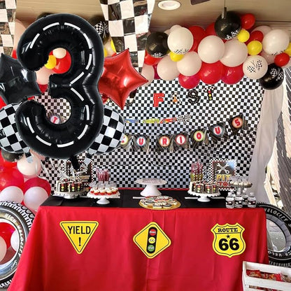 TONIFUL 40 Inch Race Car 3rd Birthday Balloons - Image 6