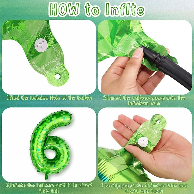 40 Inch Green Pixel Number 6 Balloon, Lime Green Large Foil Number Balloon 6th - Image 4
