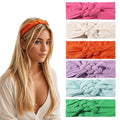 Vercret Headbands for Women Wide Sailor Knot Braided Headband Adjustable Hair Bands Non Slip for Girls Boho Stretchy Turban Headwrap Yoga Workout, Solid Color, 6Pcs