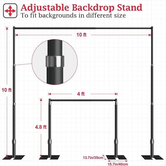 EMART 10x10ft Heavy Duty Backdrop Stand Frame - Image 3