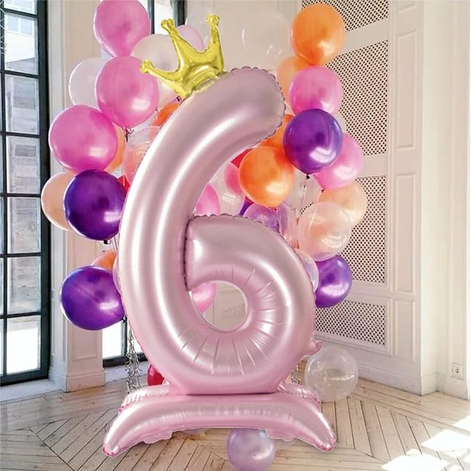 Crown Pink Number 6 Balloon - Image 3