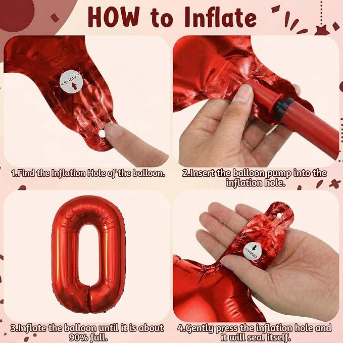 Red Number 0 Balloon 40 Inch, Foil Numeral - Image 5