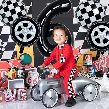 TONIFUL Race Car Black Balloons Car Birthday Party Supplies, 40 Inch Giant - Image 4