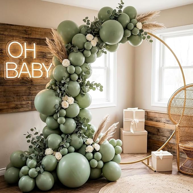 96Pcs 5/10/12/18 Inch Matte Sage Green Latex Balloon Garland Arch Kit | Olive - Image 4