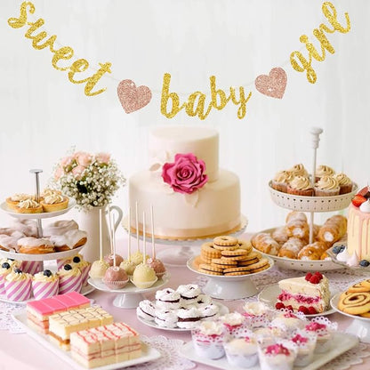 BEISHIDA Pre-Strung Glitter Gold Girl Baby Banner Baby Shower Decor | NO DIY - Image 5