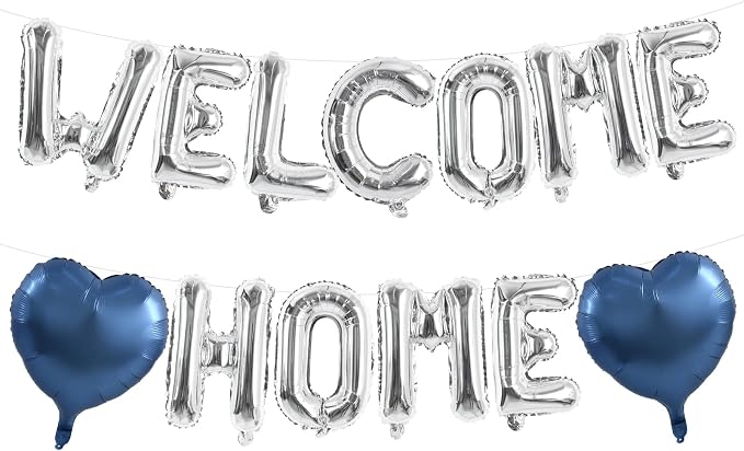 TONIFUL 16 Inch Silver WELCOME HOME Foil Letter Balloons by TONIFUL