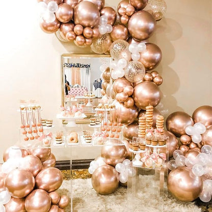 PartyWoo Rose Gold Balloons 50pcs Metallic Chrome Rose Gold Color | 12 Inch - Image 5