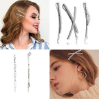 16 Pieces Silver Rhinestone Bobby Pins Set Delicate Decorative Fancy Crystal Hair Clips Shiny Fancy Metal Barrettes, I S X Shaped Diamond Hair Accessories for Women Ladies Girls Wedding Prom Party