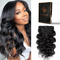 Clip in Hair Extensions Real Human Hair Body Wave 1B Natural Black Clip in 100% Brazilian Remy Human Hair Extensions 8pcs Per Set with 18 Clips Double Weft 20 Inch 105g/3.6oz
