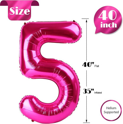 Hot Pink Number 5 Balloon 40 Inch - Image 5