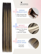 DOORES Injected Tape in Extensions Human Hair Invisi Edge, Dark Brown to Chestnut Brown 20 Injection Tape-ins with 20 Classic Tape-ins 100g 20 Inch, Injected Tape in Extensions