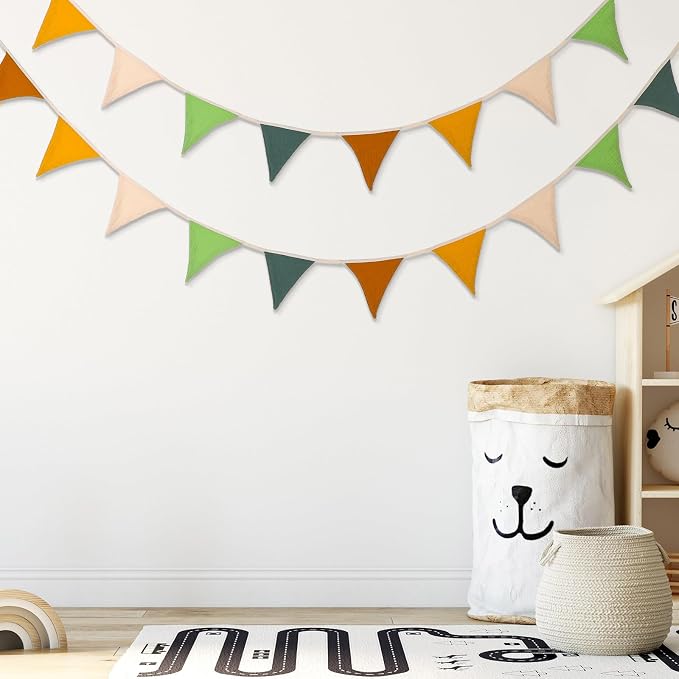 Oudain 2 Pcs Pennant Banner Flags Nursery Garland Triangle Bunting Flags - Image 6