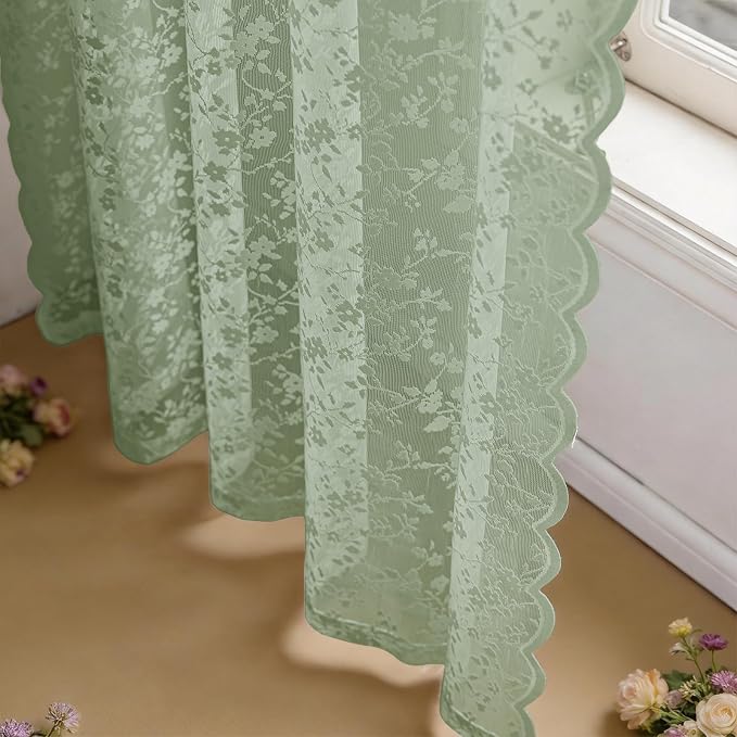 Anmao Vintage Lace Sheer Curtains 45 Inches Long - Image 9
