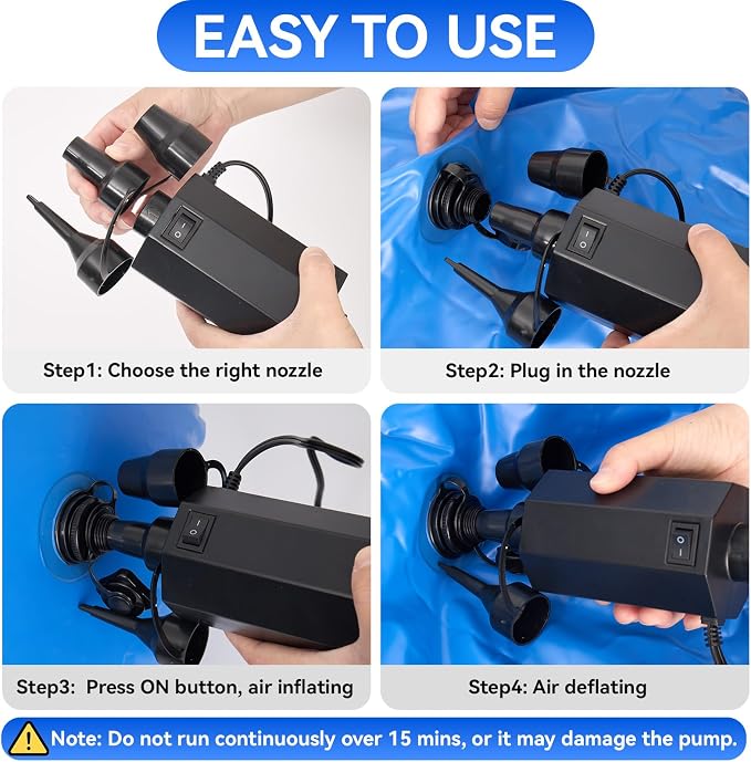 Electric Air Pump for Inflatables, Inflator Deflator Quick-Fill, Compact Pump - Image 7
