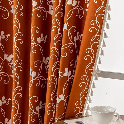 Burnt Orange Curtains Bohemian Farmhouse Curtains - Image 4