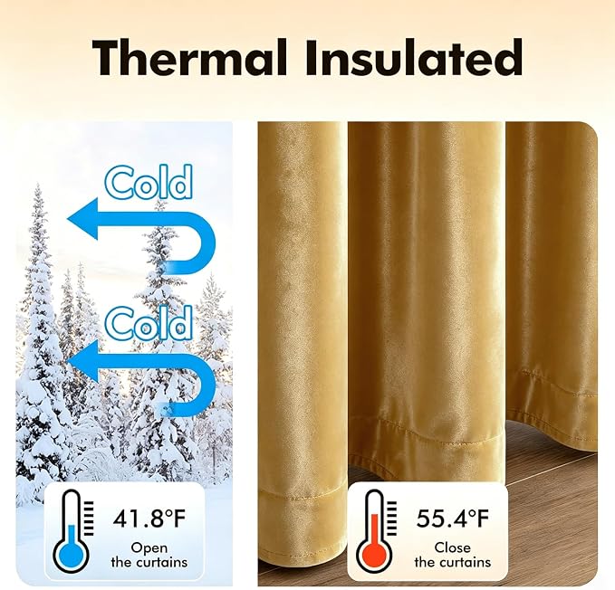 MIULEE Velvet Curtains Golden 52 x 108 Inch Length Set of 2 | Extra Long - Image 5