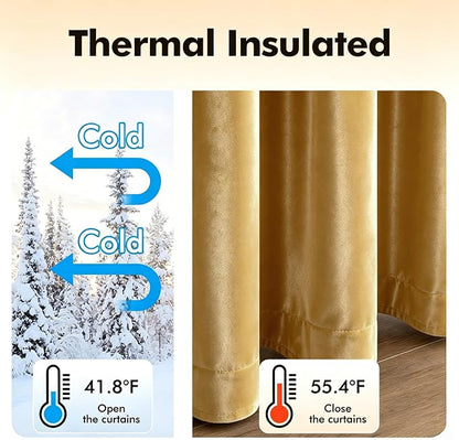 MIULEE Velvet Curtains Golden 52 x 108 Inch Length Set of 2 | Extra Long - Image 5