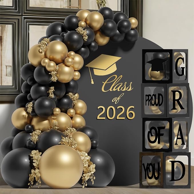 Graduation Decorations 2026, PROUD OF YOU, Class of 2026 and 130pcs Black and by Staraise