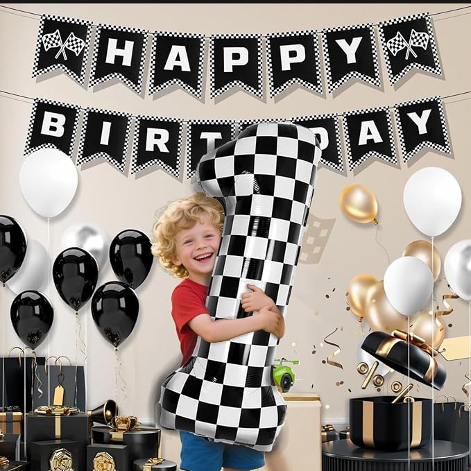 40 Inch Checkered Number Balloon - Image 3