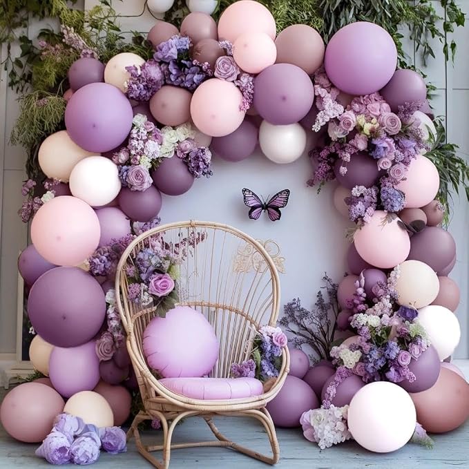 Purple Pink Balloon Arch Kit, Double Stuffed Pastel Pink Lavender White Beige by DOUBLELAYERBALLOON