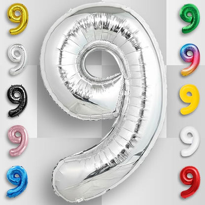 Silver Number Balloon 9 Mylar Foil Balloons 40 inch - Image 3