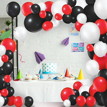 TecUnite 100 Pcs Red Black White Latex Balloons 13 Inch Colorful Round Balloons - Image 7