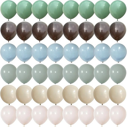 Woodland Balloons, 12 Inch Sage Green Brown and Sand White Balloon Double - Image 9