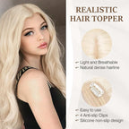 Rich Choices Hair Toppers for Women Real Human Hair 100% Human Remy Toppers NO Bangs for Women with Thinning on Top Clip in Hairpiece 4"x4.7"Lace Base 14 Inch #60 Platinum Blonde