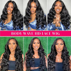13x6 Body Wave Lace Front Wigs Human Hair 200% Density 13x6 HD Transparent Frontal Wigs Human Hair for Women Pre Plucked Body Wave Glueless Wig 26 Inch
