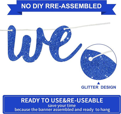 BEISHIDA Glitter Blue Good Luck We Will Miss You Banner Party Decor No DIY | - Image 3