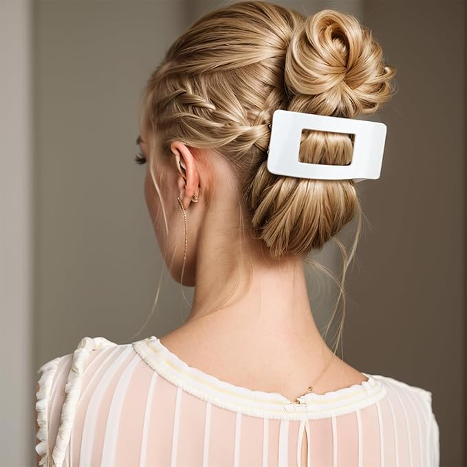3-Pack Large Flat Hair Clips for Women, Lay Flat Claw Clips for Thick Thin Hair, Strong Hold Non-Slip Duckbill Hair Claws for Everyday, Updos, and Special Occasions (A-Mix Colors)