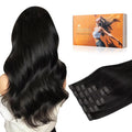 DOORES Seamless Clip-in Hair Extensions, Natural Black 22 Inch 110g 7pcs, Real Human Remy Hair with Skin Weft Invisi Edge Straight