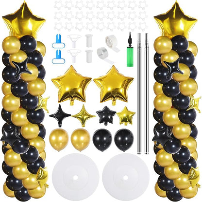Gejoy 110 Pcs Black Gold Balloons Column Stand Kit Adjustable Tower Stand from by Gejoy