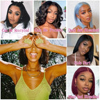 12 Inch Bob wig human hair 180% Density glueless wigs human hair pre plucked pre cut 4x6 HD Transparent Frontal Wigs Human Hair Lace Front Wigs for Women
