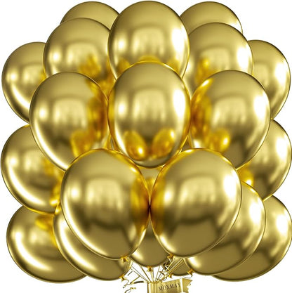 Gold Balloons Party Balloons 12inch 50Pcs 3.2g Latex Metallic Balloons Chrome by MOXMAY