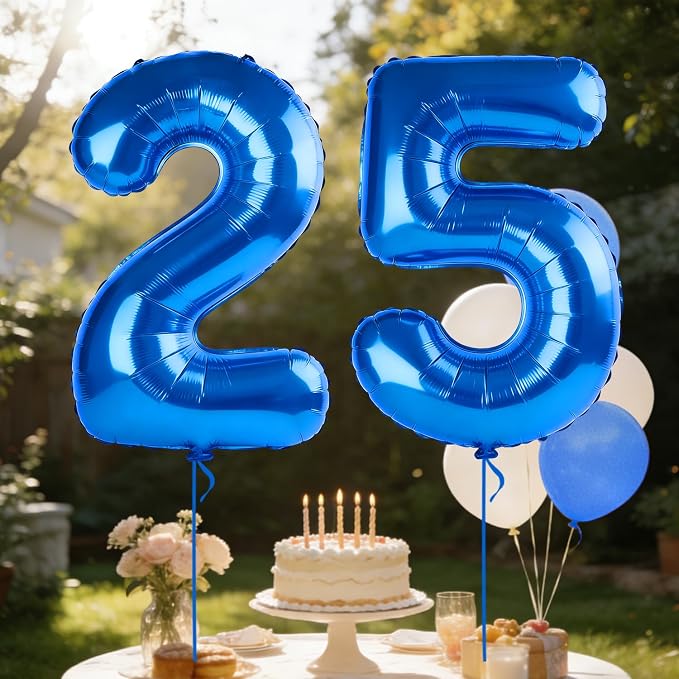 40 Inch Number 25 Balloons for 25th Birthday Party Decorations, 0-100 Dark Blue - Image 3