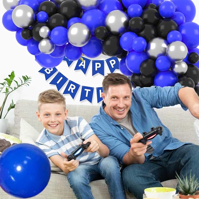 Royal Blue Black Balloon Garland Kit - Image 5