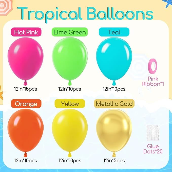 60pcs 12inch Tropical Balloons - Image 2
