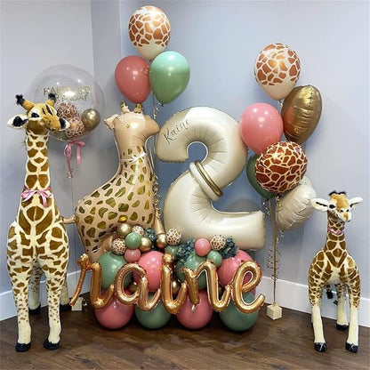 Beige Number 5 Balloon for Girls Boys, 40 Inch Large Cream Number 0-9 Foil - Image 6