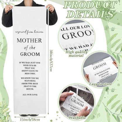 HunnmingRe Groom Mother Wedding Memorial Reserved Chair Sign Banner in Loving - Image 2