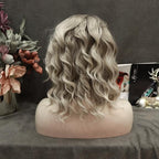 IMSTYLE Hazel Wavy Grey Wigs Short Bob Wavy Lace Front Wigs Synthetic Hair Wig 13 * 2 Inches Free Part with Natural Hairline Shoulder Length for Women