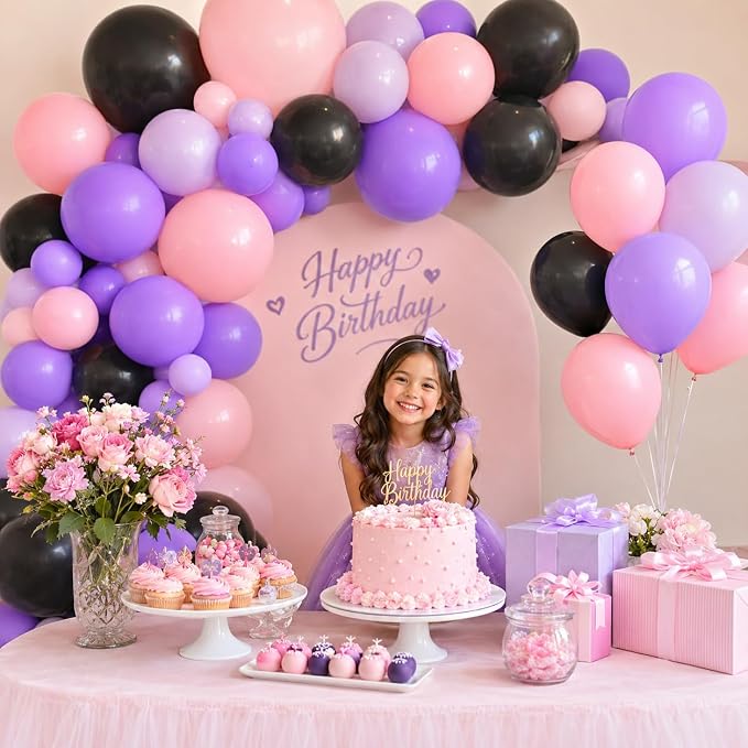 Pink Purple Black Balloons - Image 3