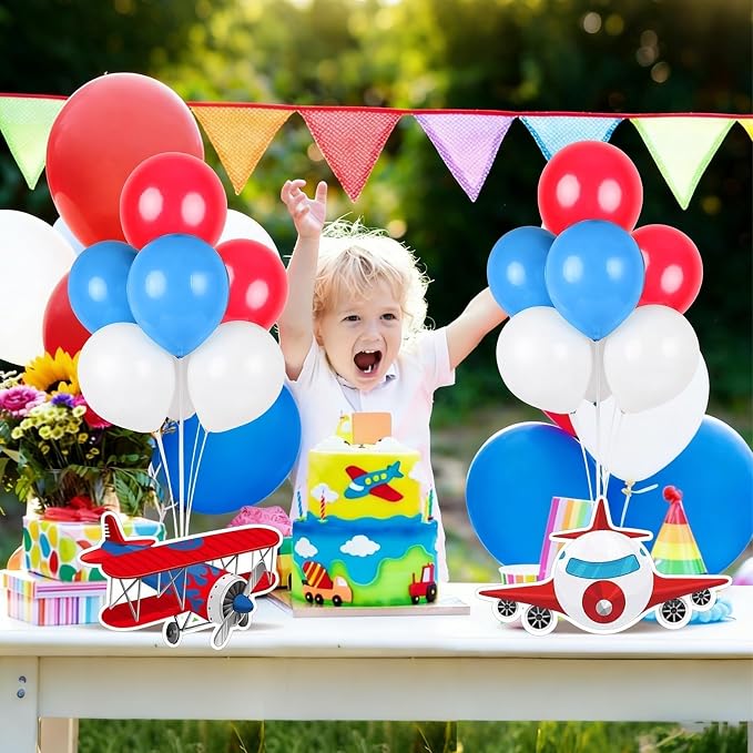 6 PCS Airplane Birthday Party Decorations Airplane Balloons Stand Kit 3D - Image 5